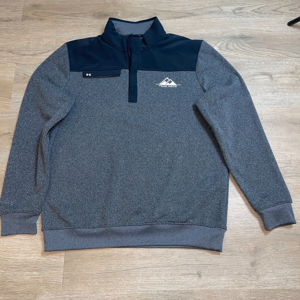 Under Armour Mens Storm Golf Sweater Fleece 1/4 Zip Pullover Blue Grey Sz Large